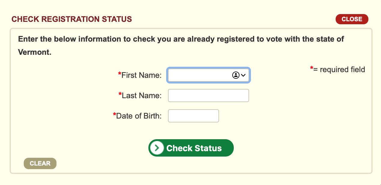 Vermont SOS Check voter status